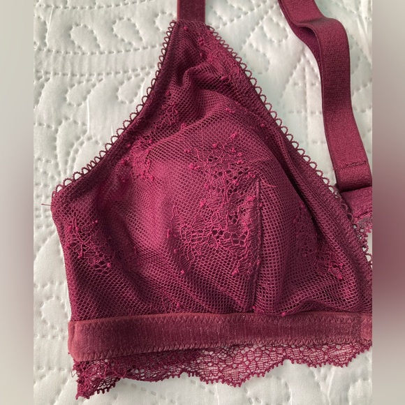 NWT Victoria’s Secret Red Burgandy Wine Maroon Lace and Velvet Demi Bra Bralette - Picture 4 of 7
